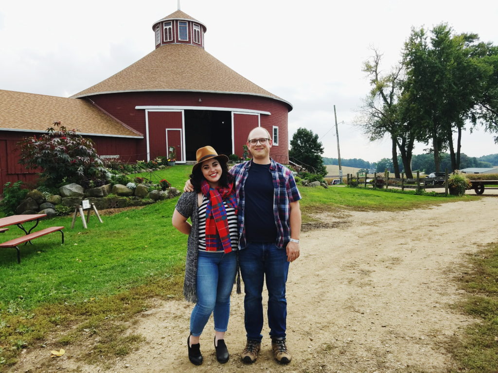 katrina and joel at the schusters round barn